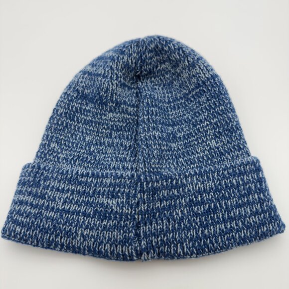 BARBELLA Blue Marled Knit Barbell Logo Beanie Acrylic Cuffed Winter Hat - Picture 2 of 6